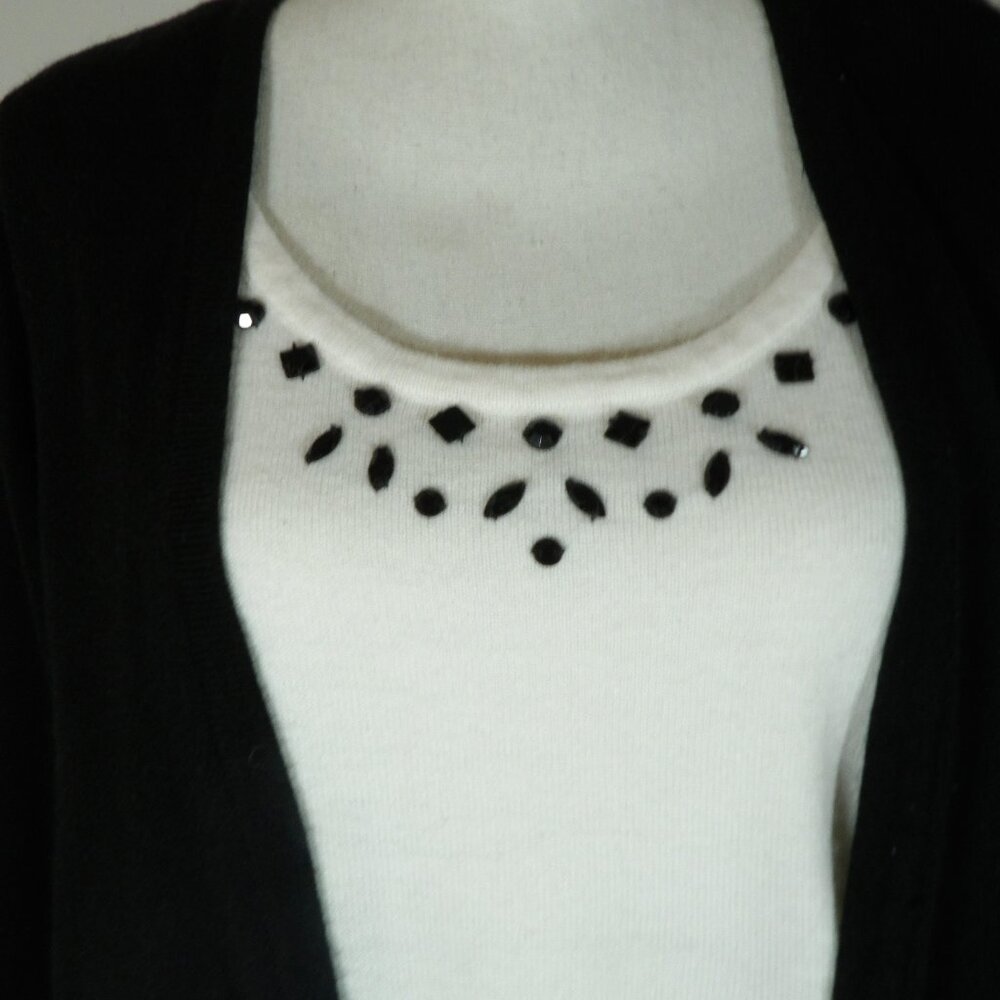 Sag Harbor Sweater Top Women's Size XL Black & Cream - Picture 2 of 6